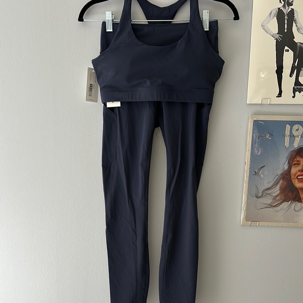 Outdoor Voices S Navy all time sports bra & zoom 7/8 leggings set
